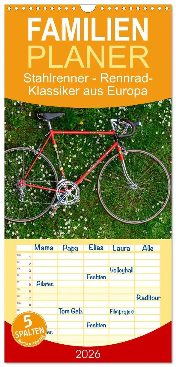 Cover: 9783516505085 | Familienplaner 2026 - Stahlrenner - Rennrad-Klassiker aus Europa...