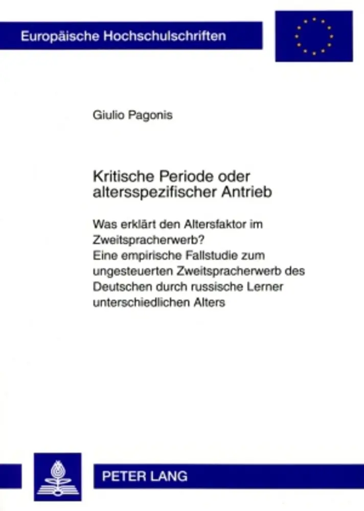 Cover: 9783631585085 | Kritische Periode oder altersspezifischer Antrieb | Giulio Pagonis
