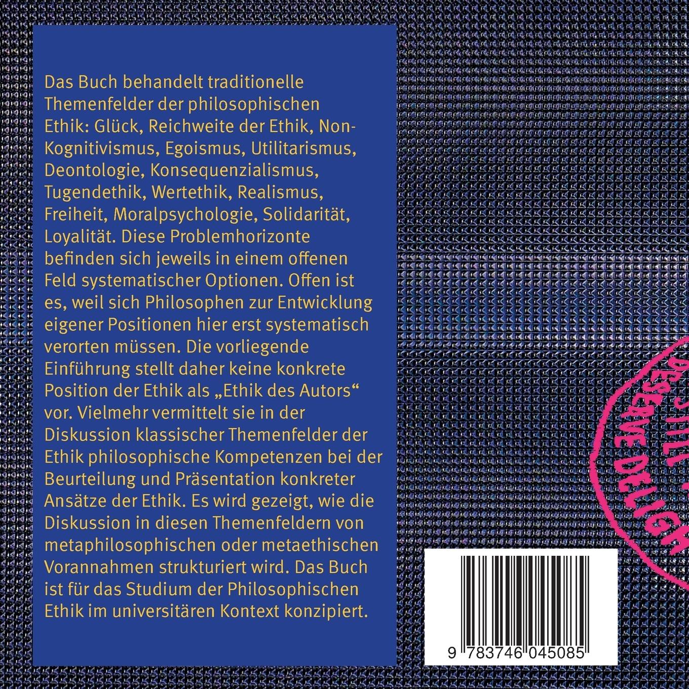 Rückseite: 9783746045085 | Einführung in die Philosophische Ethik | Andreas Vieth | Taschenbuch
