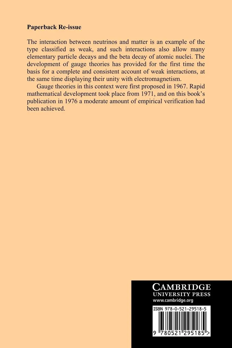 Rückseite: 9780521295185 | Gauge Theories of Weak Interactions | Taylor (u. a.) | Taschenbuch