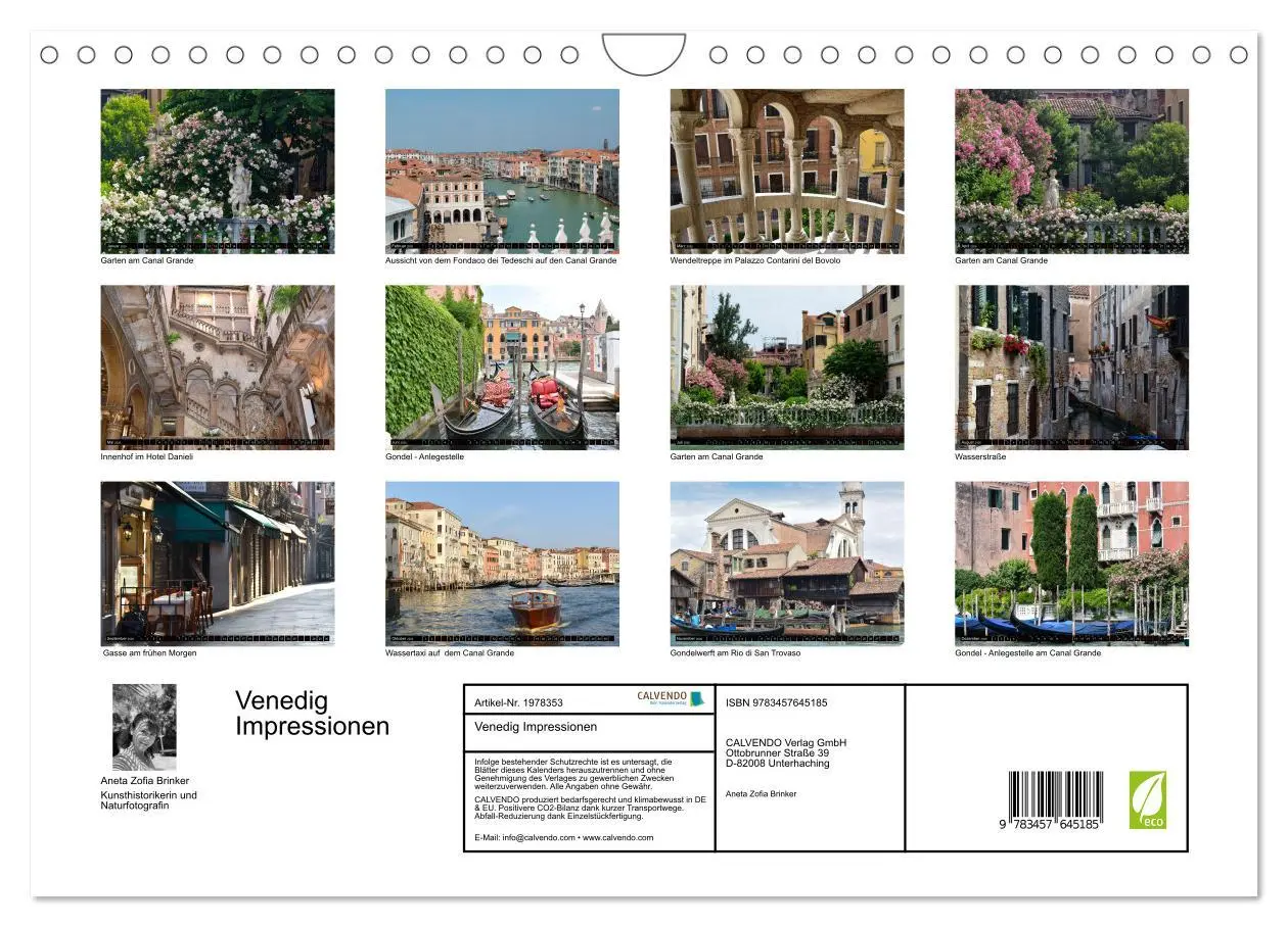Bild: 9783457645185 | Venedig Impressionen (Wandkalender 2026 DIN A4 quer), CALVENDO...