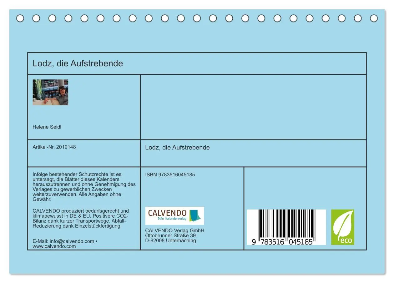Bild: 9783516045185 | Lodz, die Aufstrebende (Tischkalender 2026 DIN A5 quer), CALVENDO...