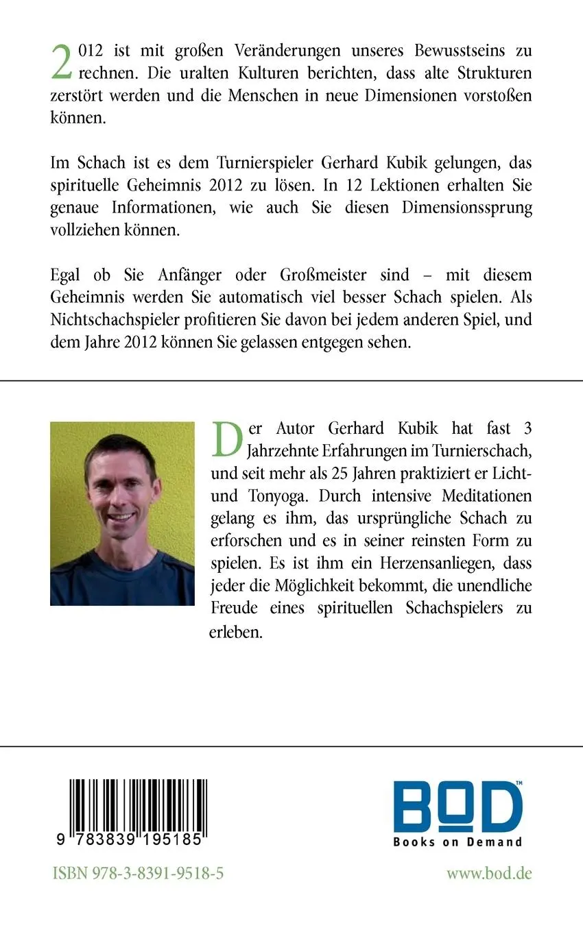Rückseite: 9783839195185 | Schach 2012 | In 12 Schritten zum spirituellen Schachmeister | Kubik