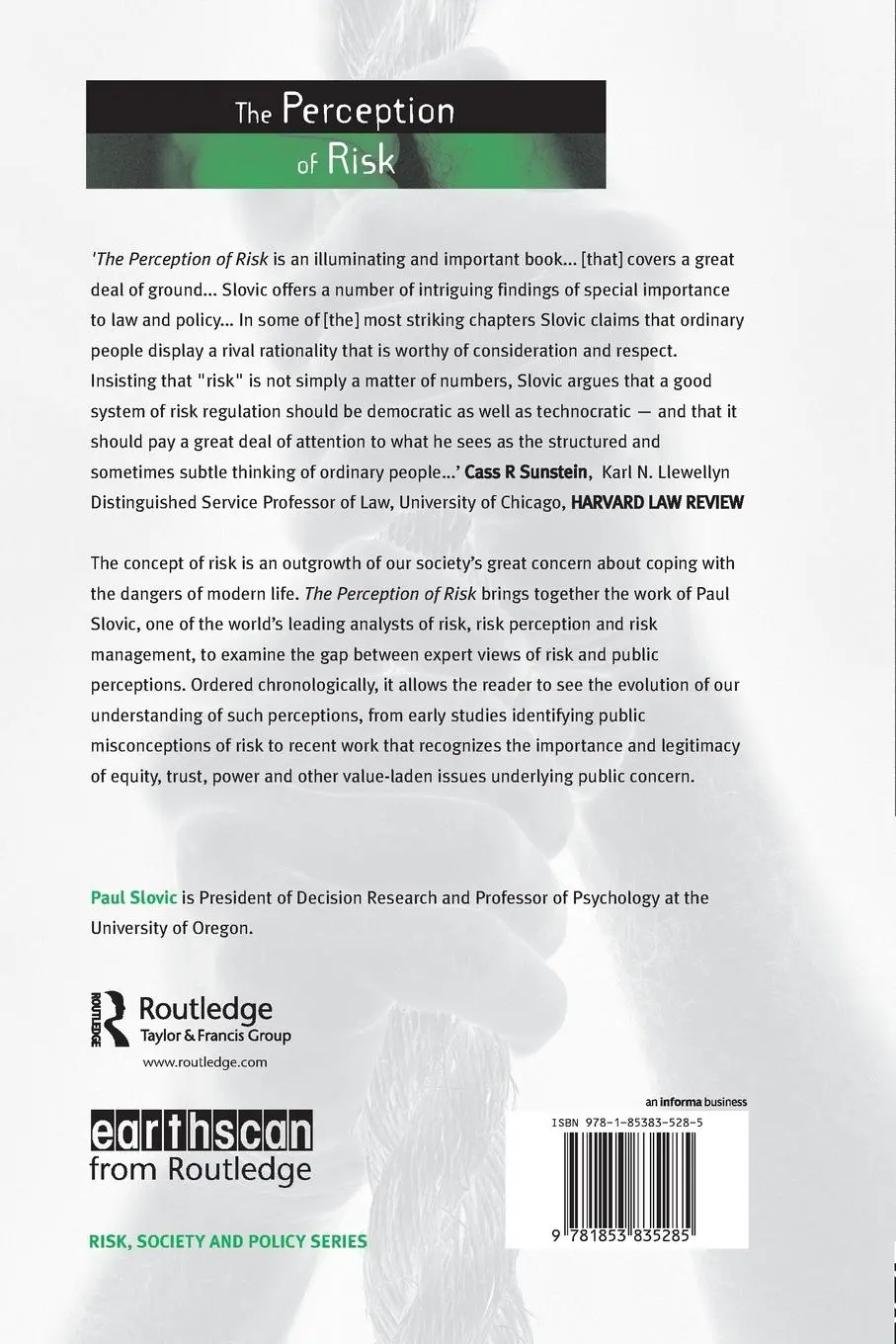 Rückseite: 9781853835285 | The Perception of Risk | Paul Slovic | Taschenbuch | Englisch | 2000
