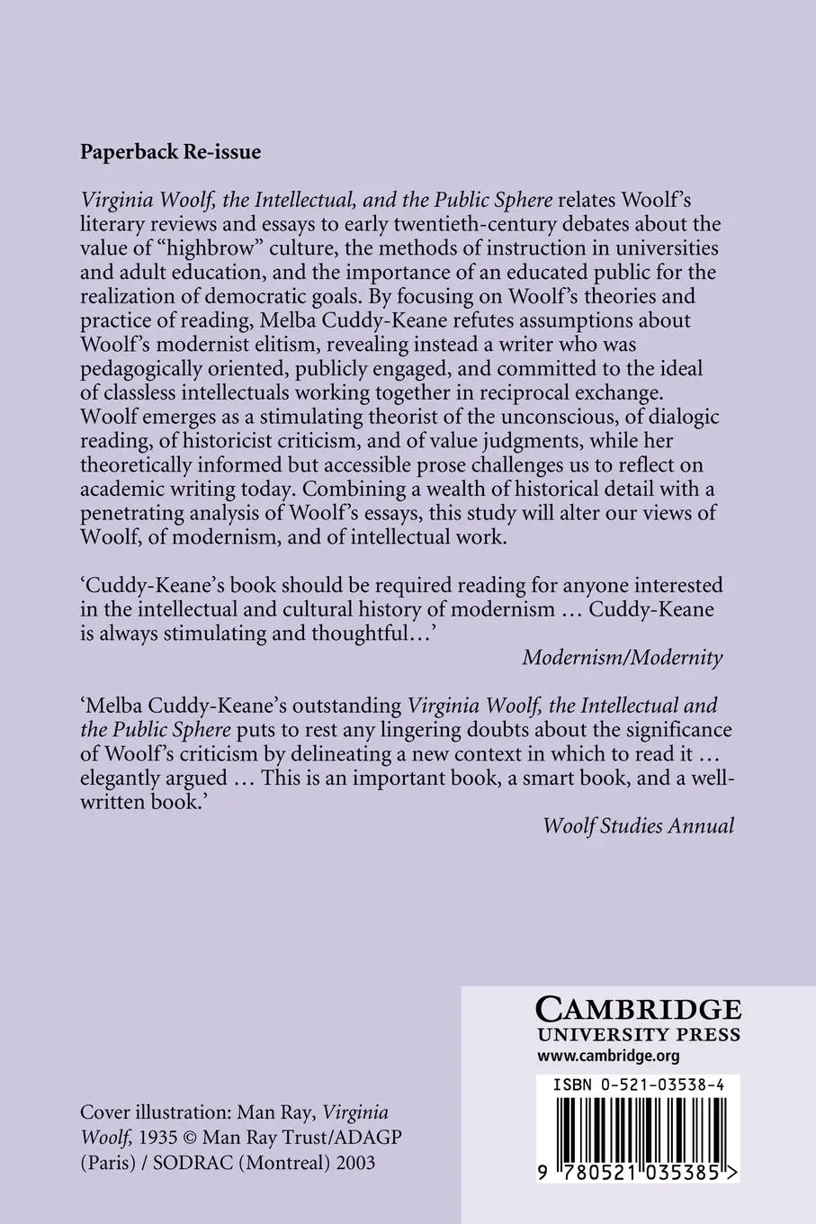 Rückseite: 9780521035385 | Virginia Woolf, the Intellectual &amp; the Public Sphere | Cuddy-Keane