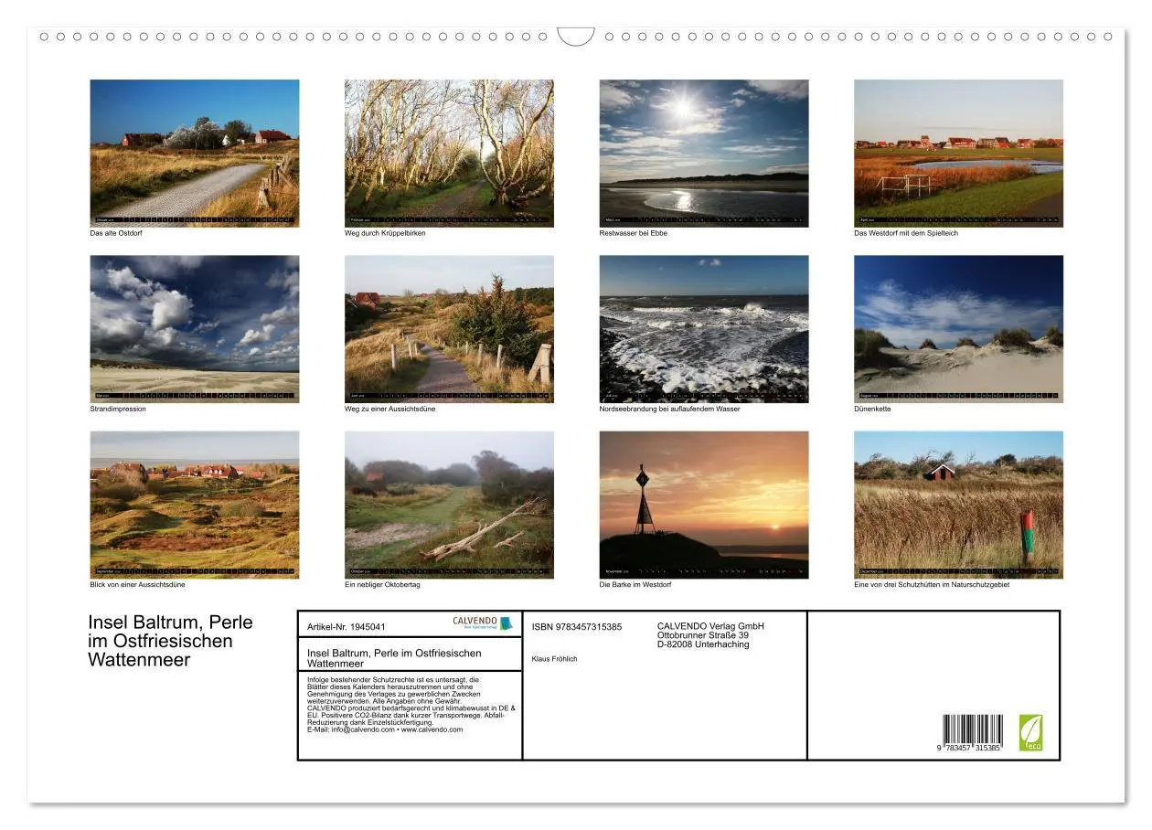 Bild: 9783457315385 | Insel Baltrum, Perle im Ostfriesischen Wattenmeer (Wandkalender...