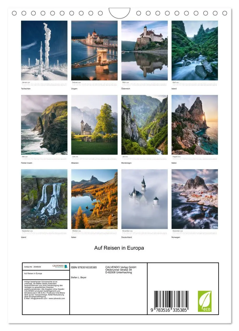 Bild: 9783516335385 | Auf Reisen in Europa (Wandkalender 2026 DIN A4 hoch), CALVENDO...