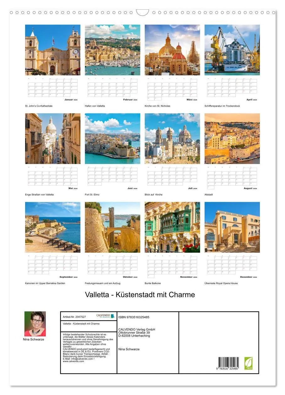 Bild: 9783516325485 | Valletta - Küstenstadt mit Charme (Wandkalender 2026 DIN A2 hoch),...