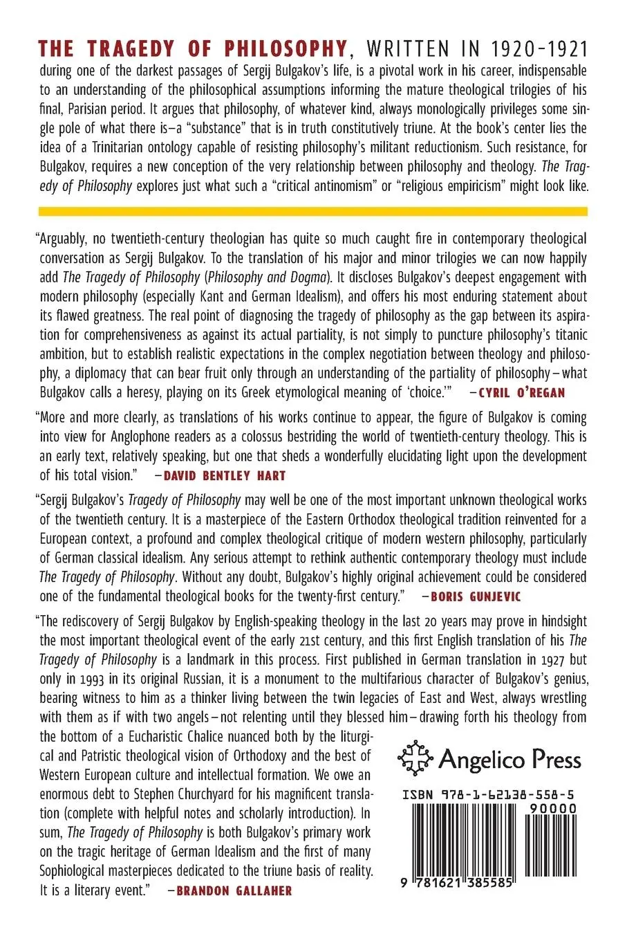 Rückseite: 9781621385585 | The Tragedy of Philosophy (Philosophy and Dogma) | Sergij Bulgakov