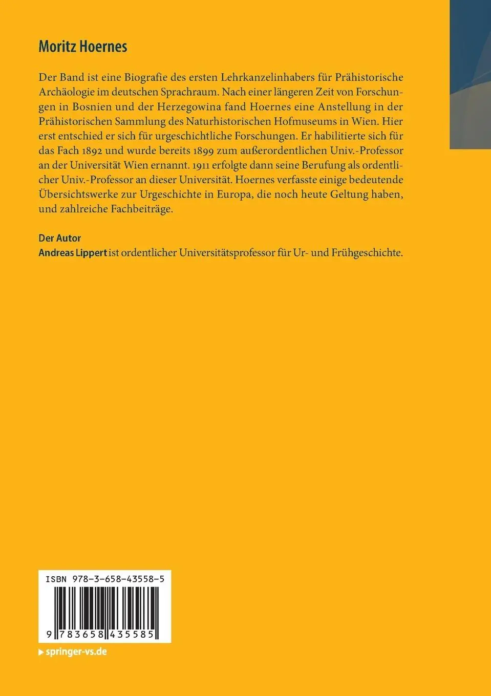 Rückseite: 9783658435585 | Moritz Hoernes | Pionier der Urgeschichtsforschung | Andreas Lippert