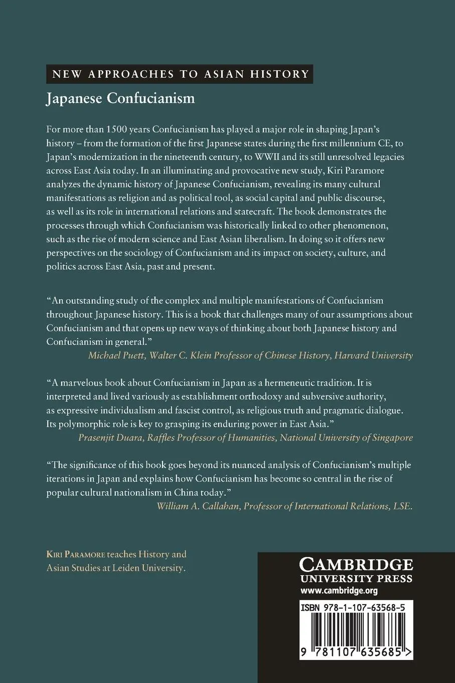 Rückseite: 9781107635685 | Japanese Confucianism | Kiri Paramore | Taschenbuch | Englisch | 2016