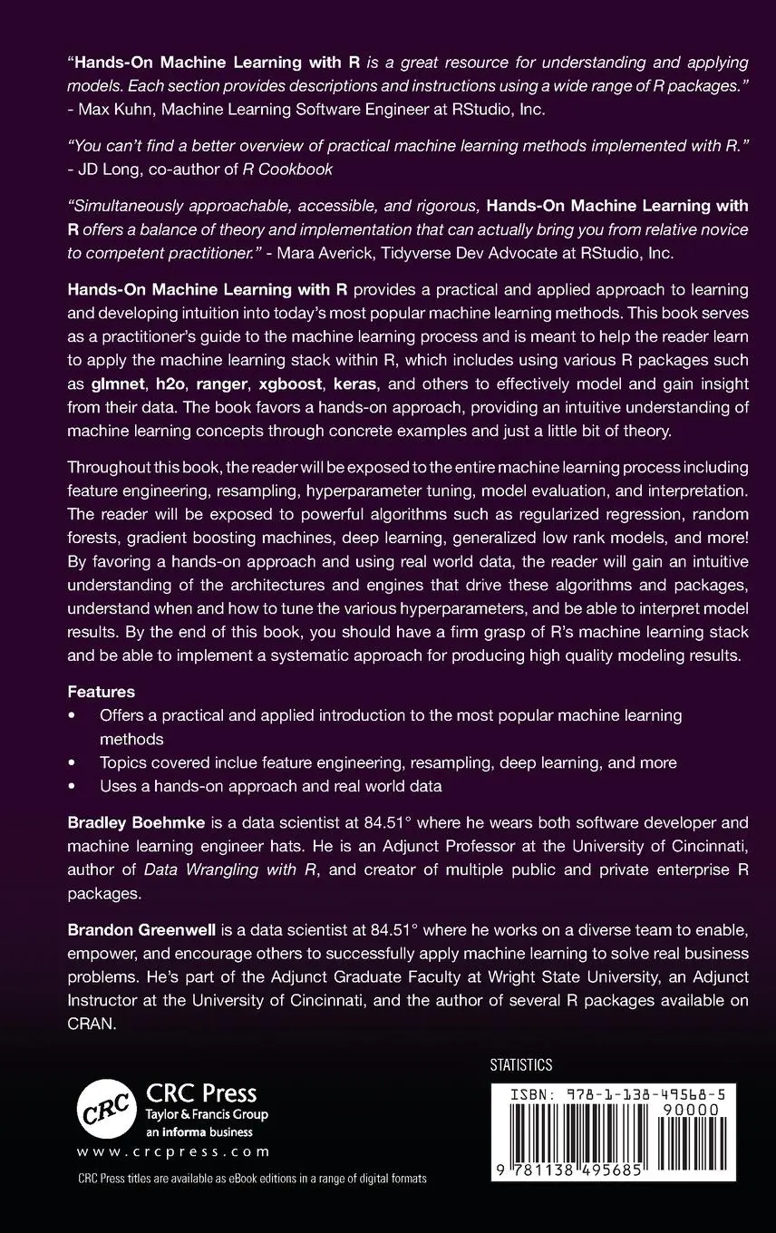 Rückseite: 9781138495685 | Hands-On Machine Learning with R | Brad Boehmke (u. a.) | Buch | 2019