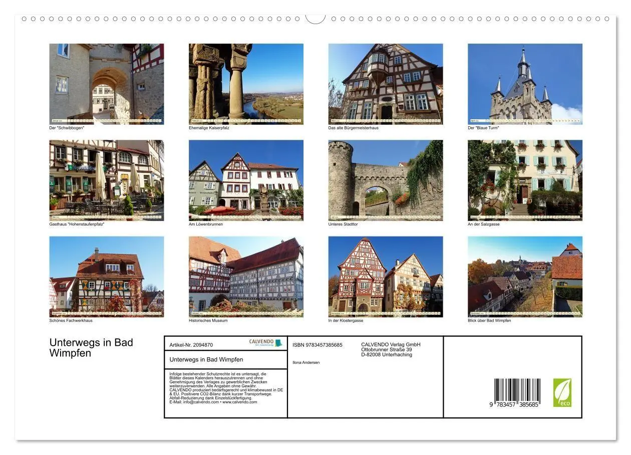 Bild: 9783457385685 | Unterwegs in Bad Wimpfen (hochwertiger Premium Wandkalender 2026...