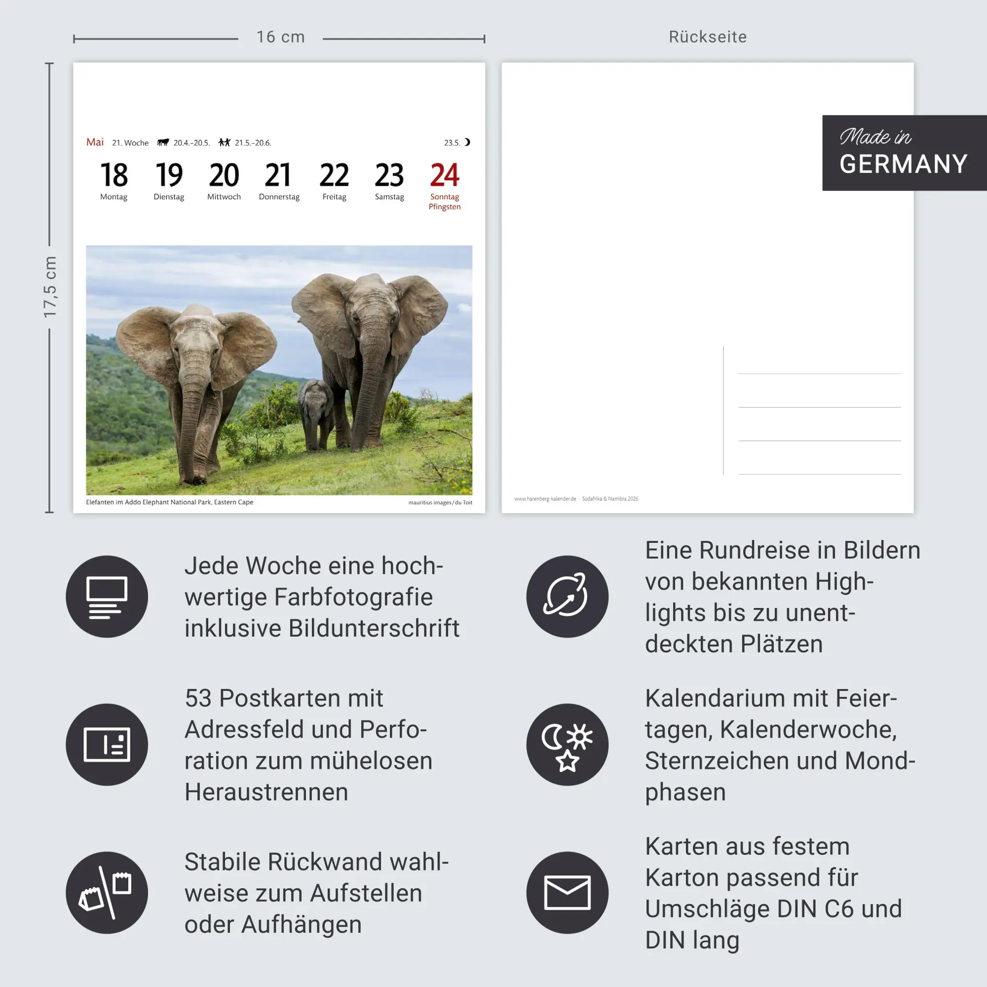 Bild: 9783840035685 | Südafrika &amp; Namibia Sehnsuchtskalender 2026 - Wochenkalender mit 53...