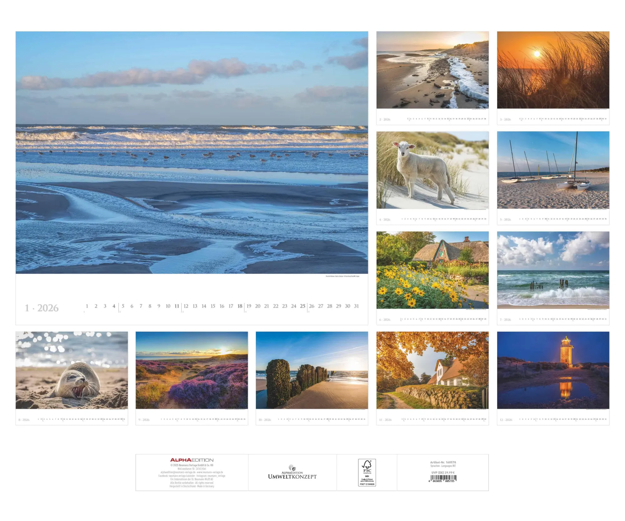 Rückseite: 4069095005785 | Sylt 2026 - Bildkalender XXL 60x50 cm - hochwertiger Wandkalender...