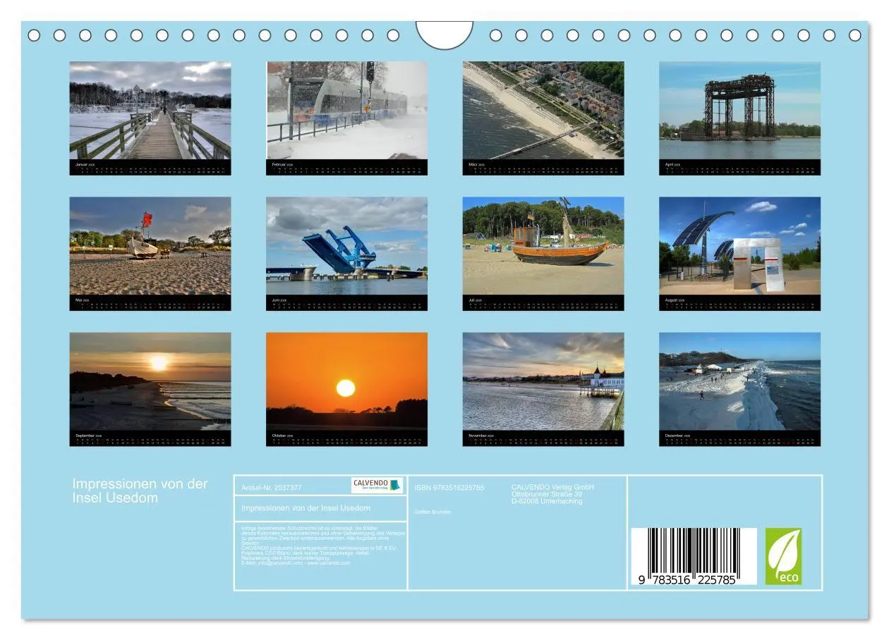 Bild: 9783516225785 | Impressionen von der Insel Usedom (Wandkalender 2026 DIN A4 quer),...