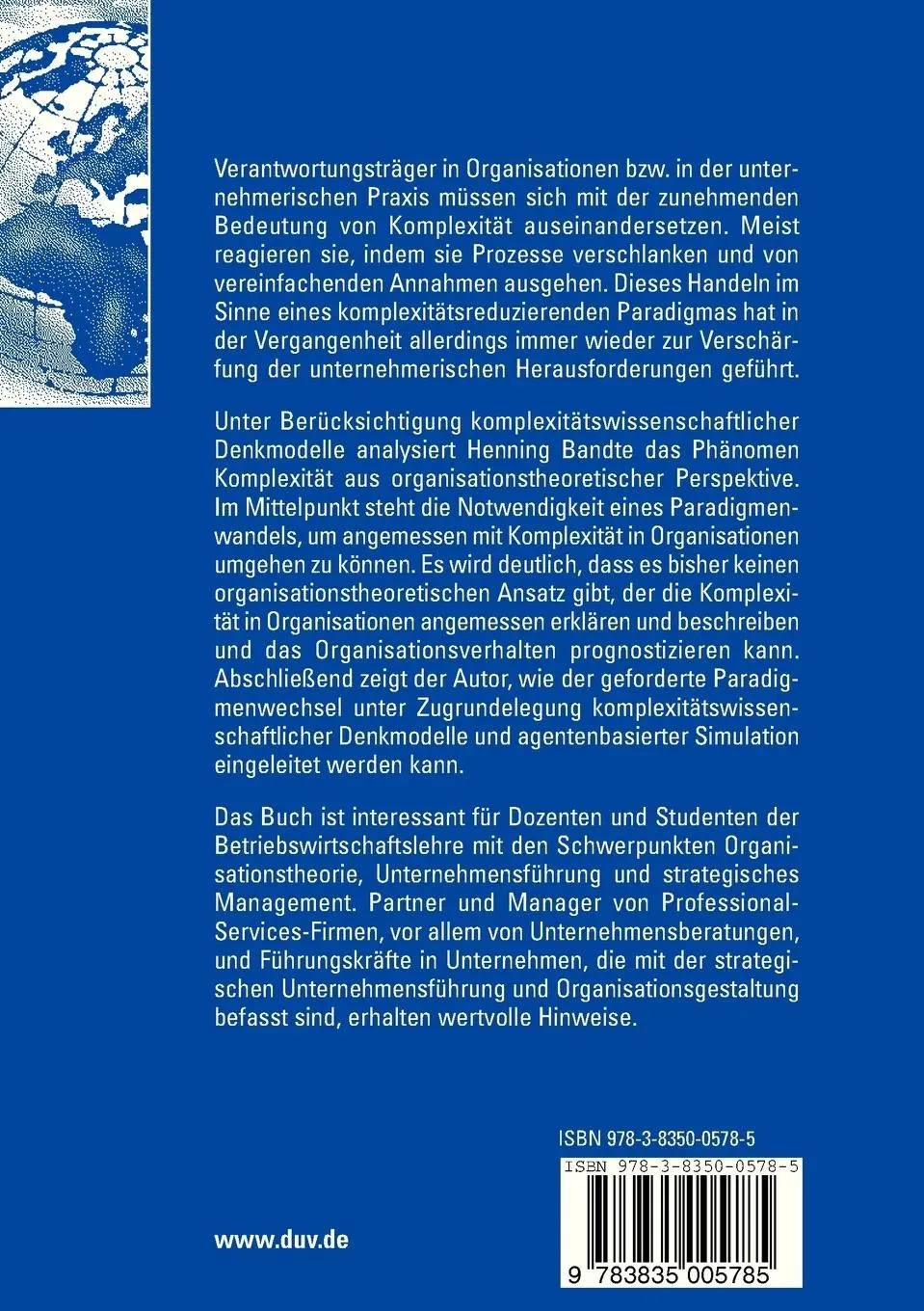 Rückseite: 9783835005785 | Komplexität in Organisationen | Henning Bandte | Taschenbuch | xix