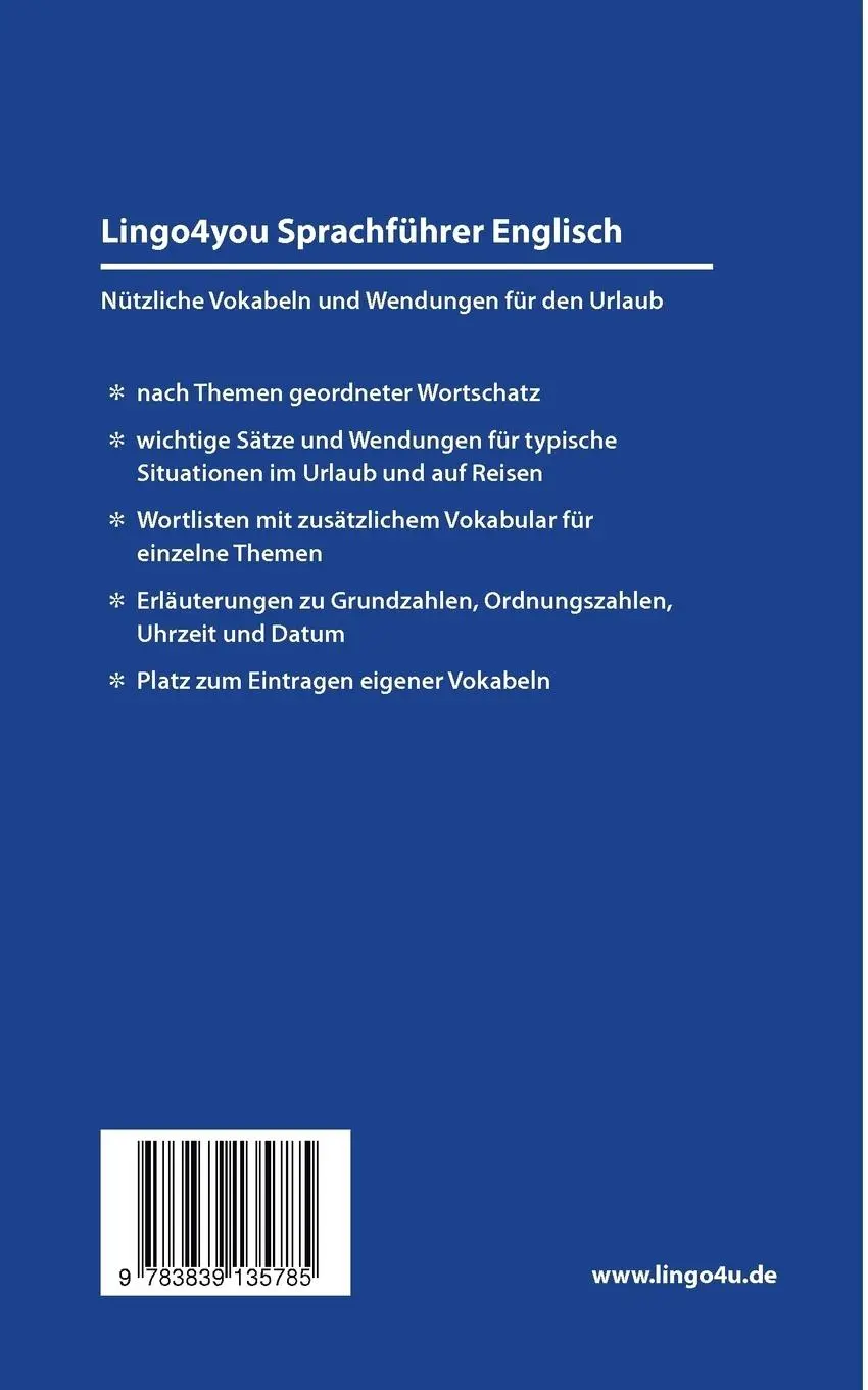 Rückseite: 9783839135785 | Lingo4you Sprachführer Englisch | Heike Pahlow (u. a.) | Taschenbuch