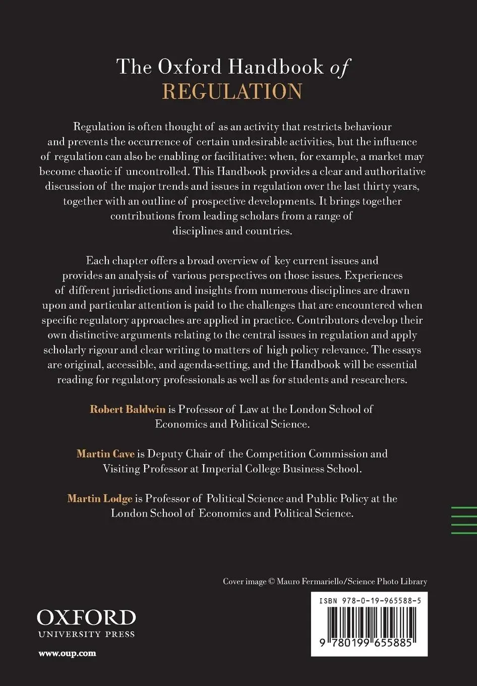 Rückseite: 9780199655885 | The Oxford Handbook of Regulation | Robert Baldwin (u. a.) | Buch