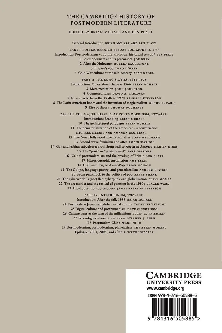 Rückseite: 9781316505885 | The Cambridge History of Postmodern Literature | Brian Mchale (u. a.)