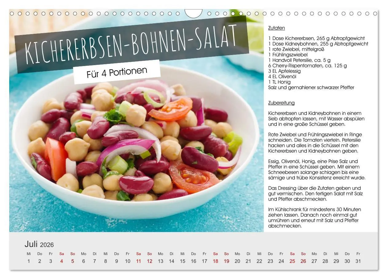 Bild: 9783457295885 | Vegetarisch - leicht und lecker (Wandkalender 2026 DIN A3 quer),...