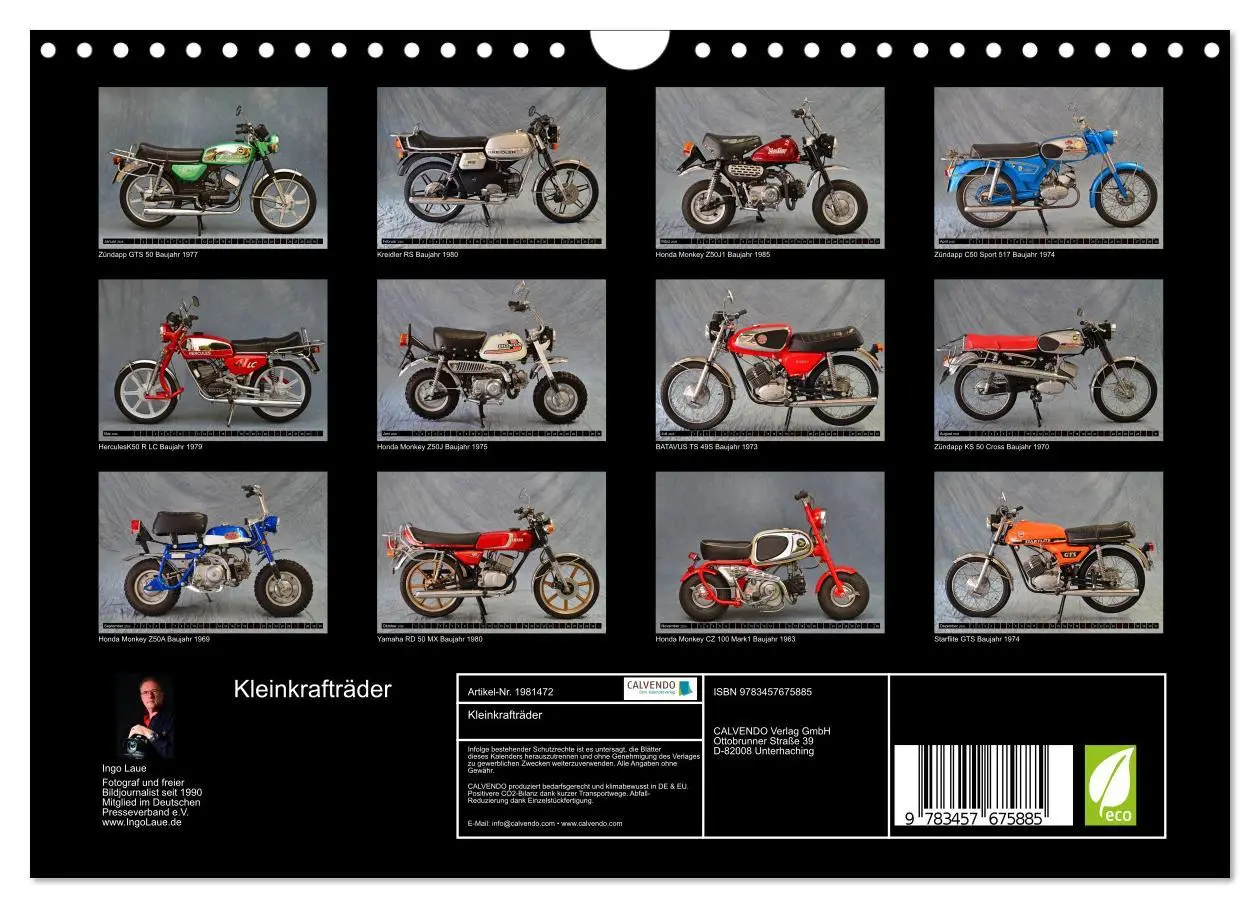 Bild: 9783457675885 | Kleinkrafträder (Wandkalender 2026 DIN A4 quer), CALVENDO...