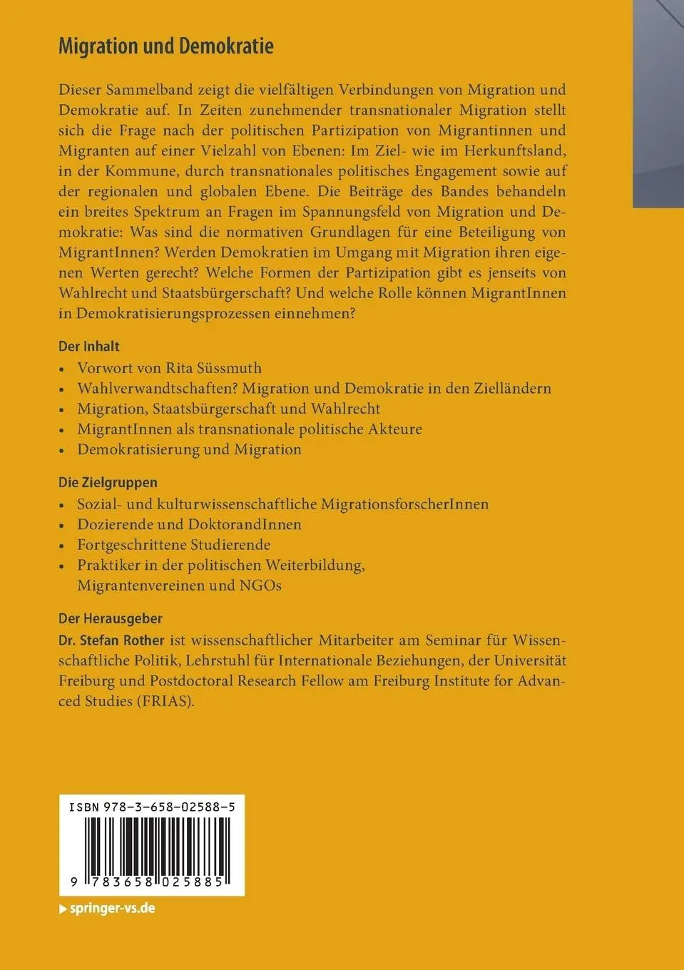 Rückseite: 9783658025885 | Migration und Demokratie | Stefan Rother | Taschenbuch | xi | Deutsch