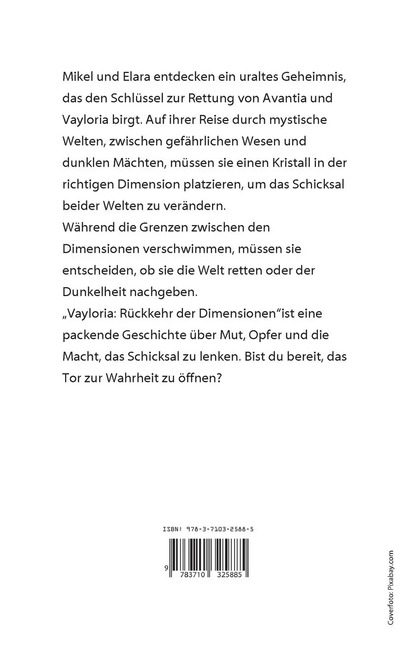 Rückseite: 9783710325885 | Vayloria | Rückkehr der Dimensionen | Wolfgang Heiser | Taschenbuch