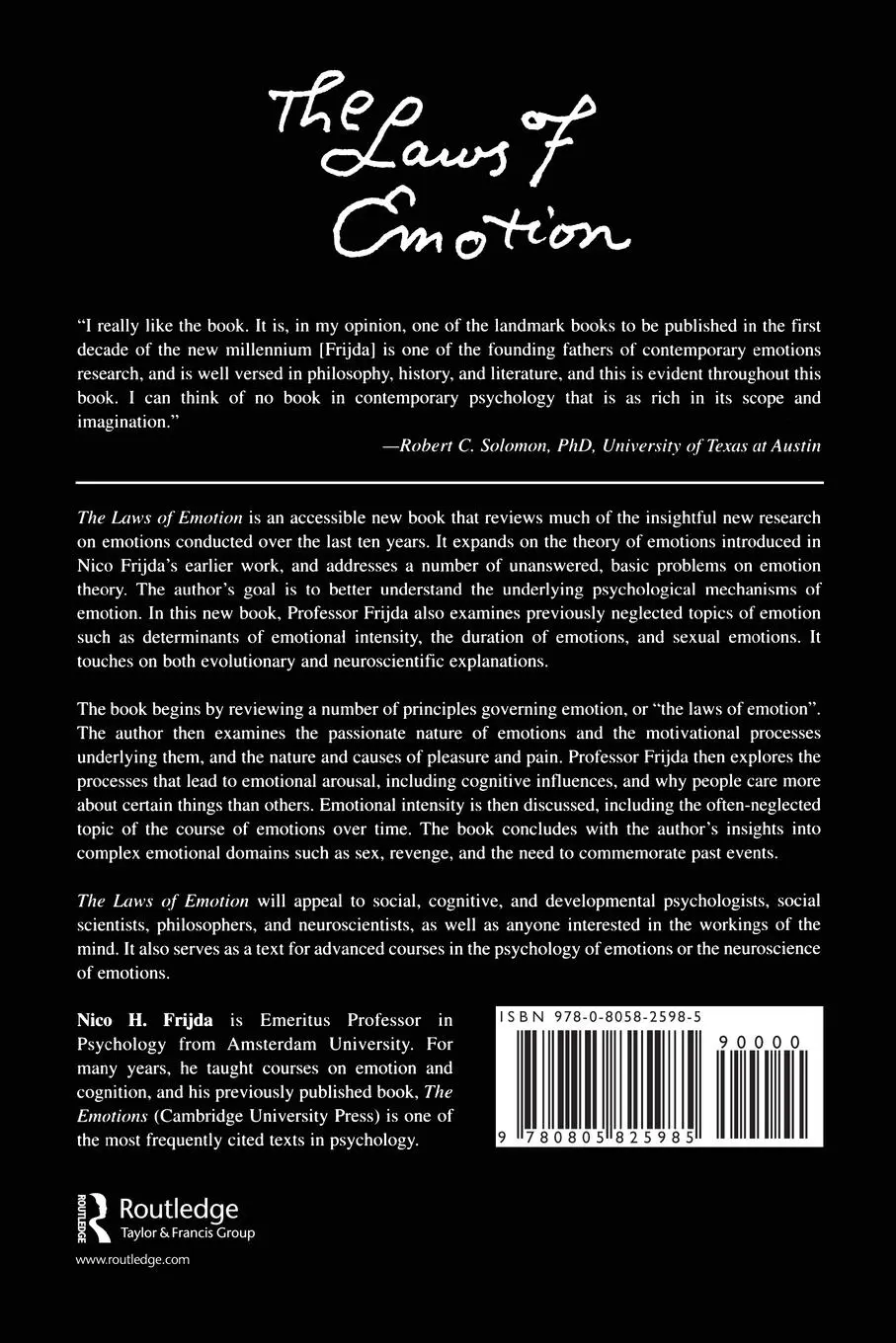 Rückseite: 9780805825985 | The Laws of Emotion | Nico H. Frijda | Taschenbuch | Englisch | 2006