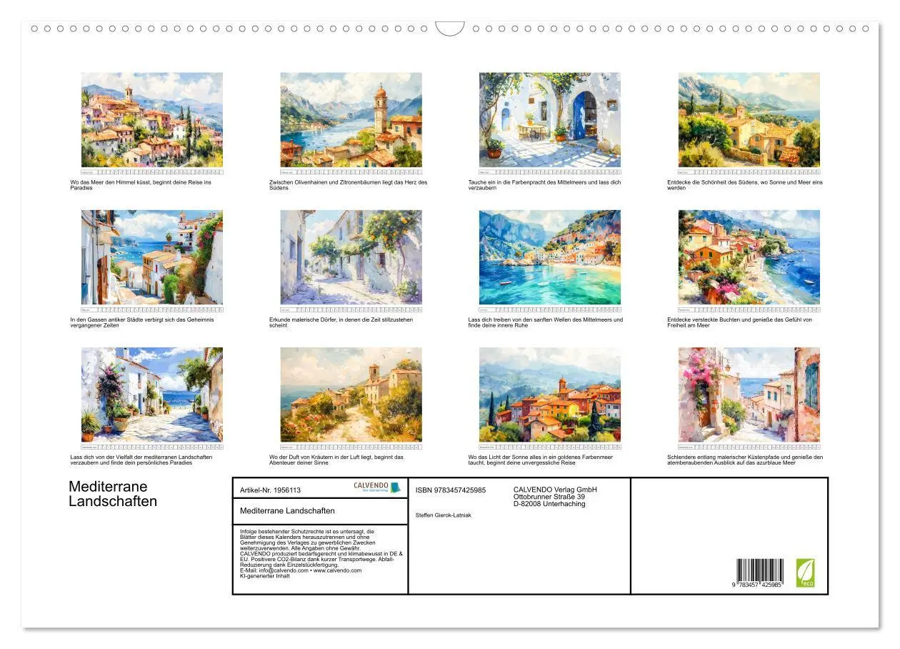 Bild: 9783457425985 | Mediterrane Landschaften (Wandkalender 2026 DIN A2 quer), CALVENDO...