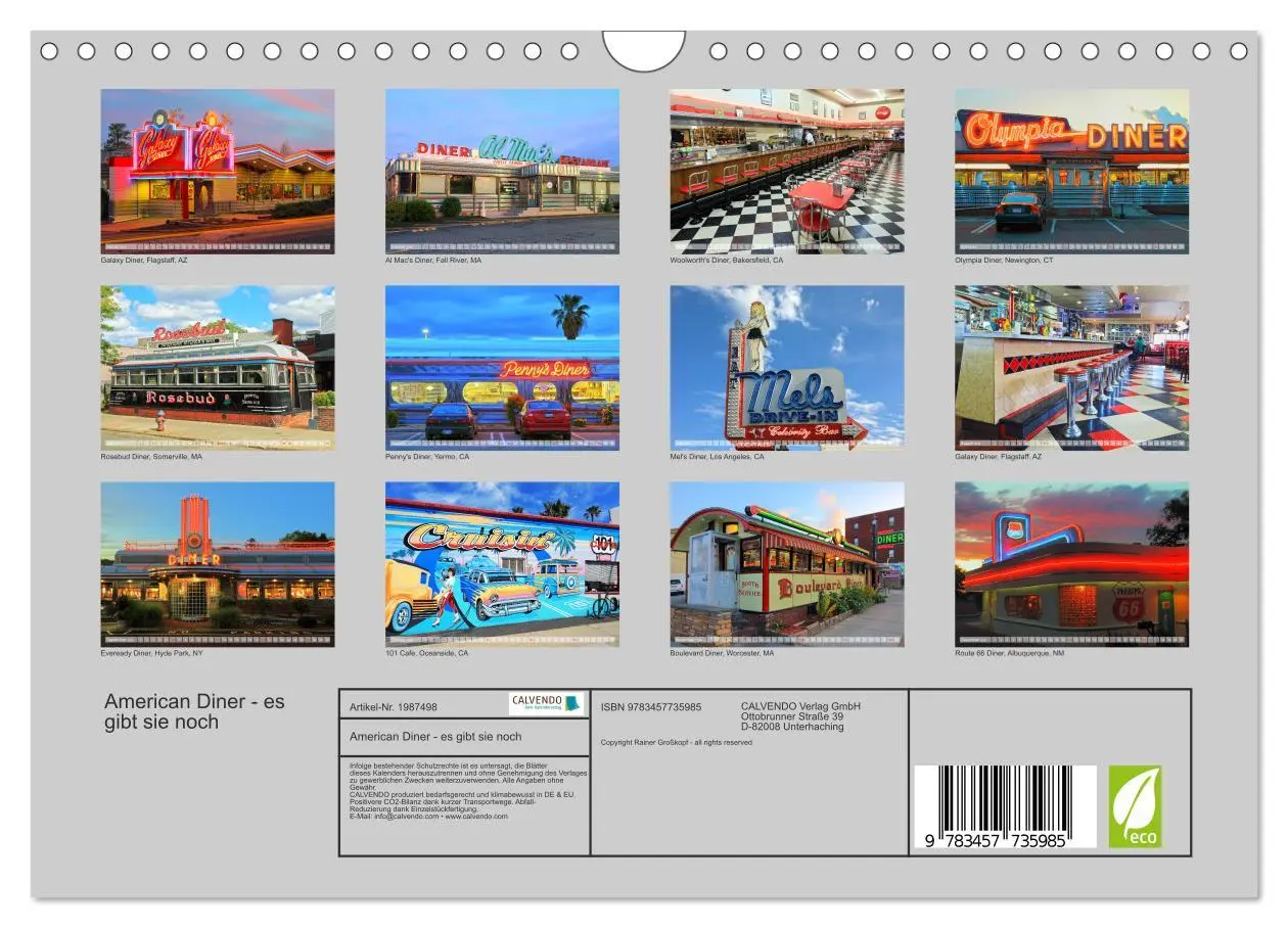 Bild: 9783457735985 | American Diner - es gibt sie noch (Wandkalender 2026 DIN A4 quer),...