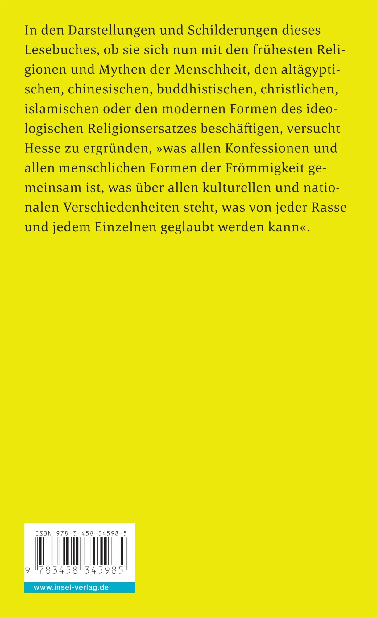 Rückseite: 9783458345985 | Die Einheit hinter den Gegensätzen | Religionen und Mythen | Hesse