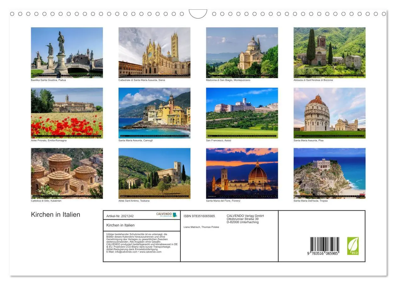 Bild: 9783516065985 | Kirchen in Italien (Wandkalender 2026 DIN A3 quer), CALVENDO...