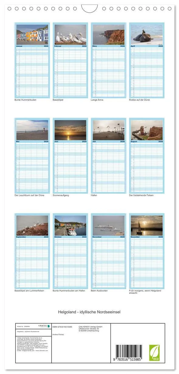 Bild: 9783516515985 | Familienplaner 2026 - Helgoland - idyllische Nordseeinsel mit 5...