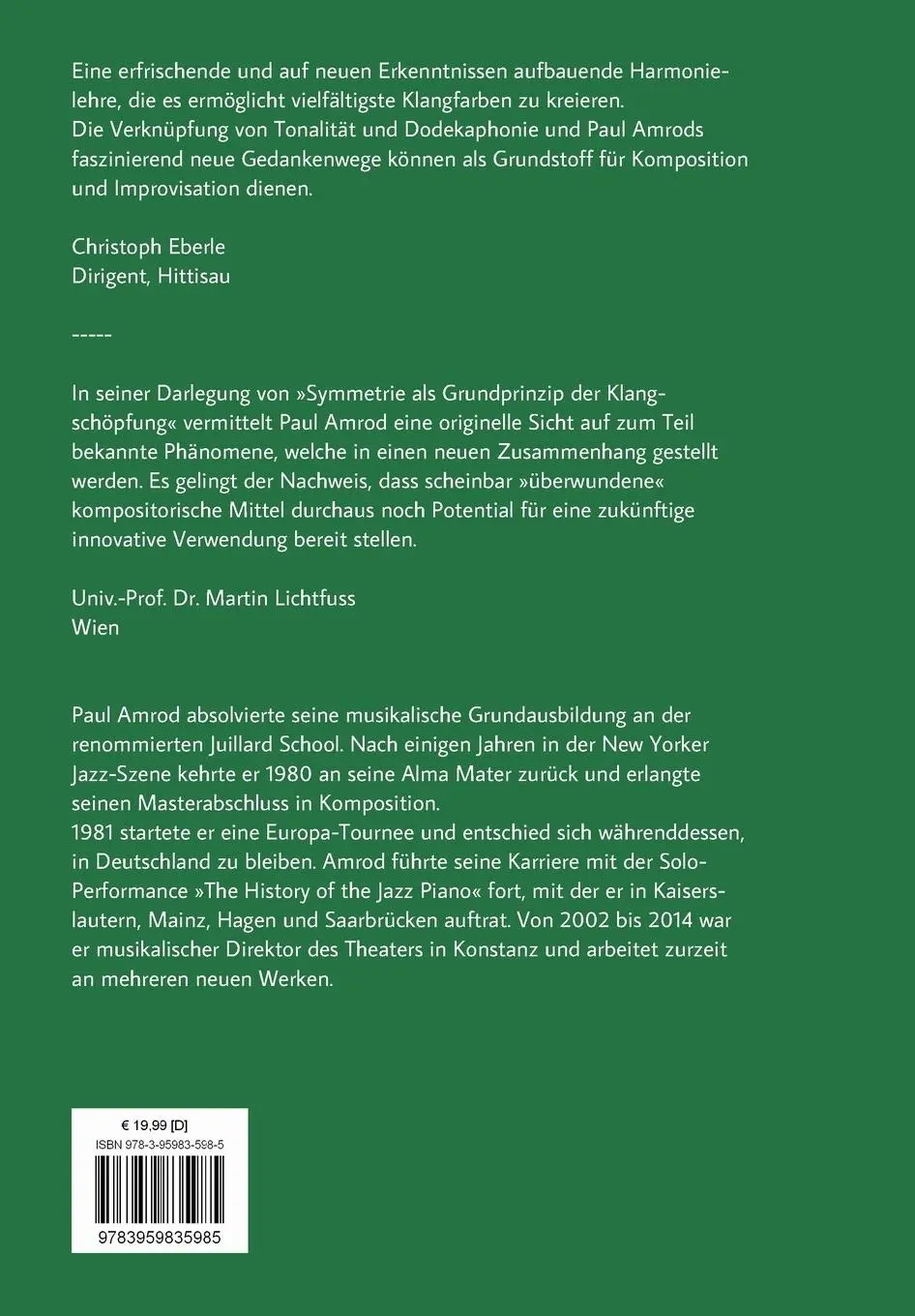 Rückseite: 9783959835985 | Symmetrien als Grundprinzip der Klangschöpfung | Paul Amrod | Buch
