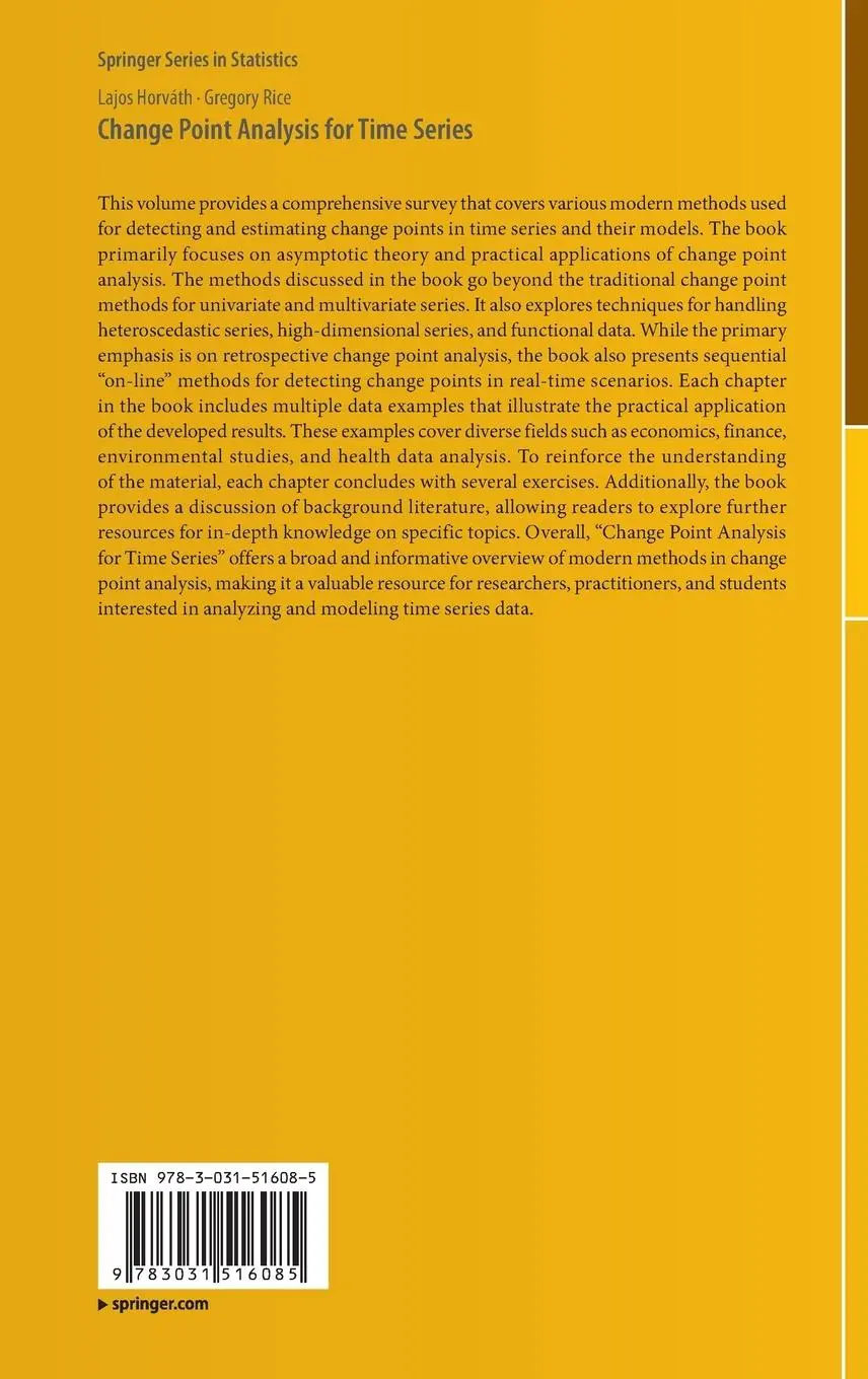 Rückseite: 9783031516085 | Change Point Analysis for Time Series | Gregory Rice (u. a.) | Buch