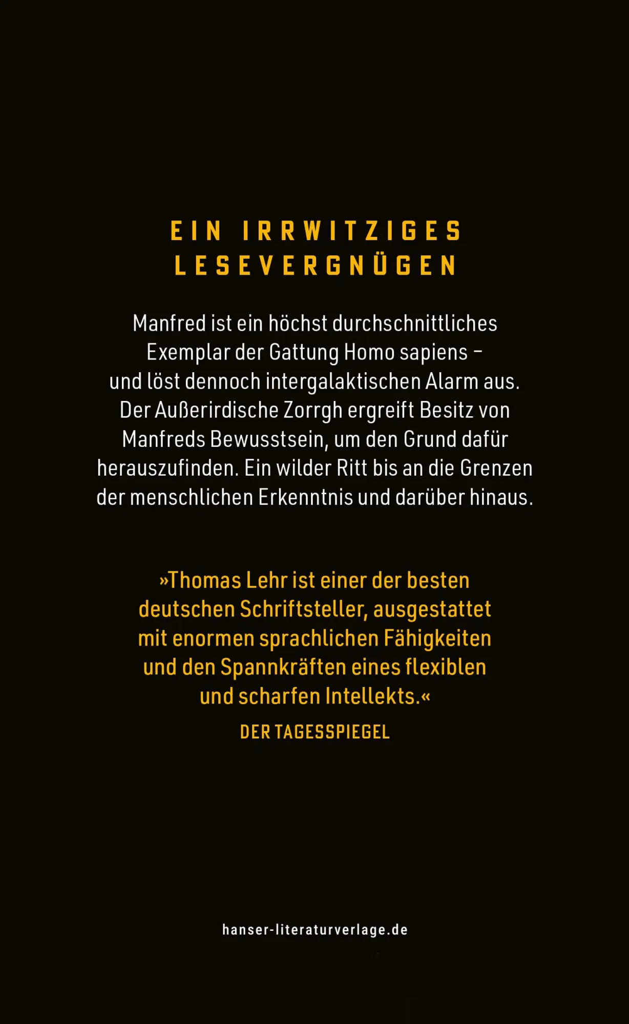 Bild: 9783446286085 | Manfred - Bekenntnisse eines Außerirdischen | Roman | Thomas Lehr