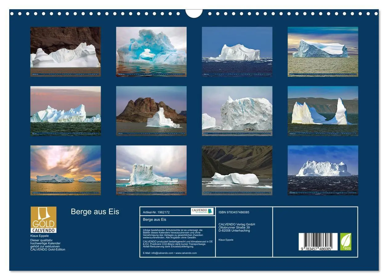 Bild: 9783457486085 | Berge aus Eis (Wandkalender 2026 DIN A3 quer), CALVENDO Monatskalender