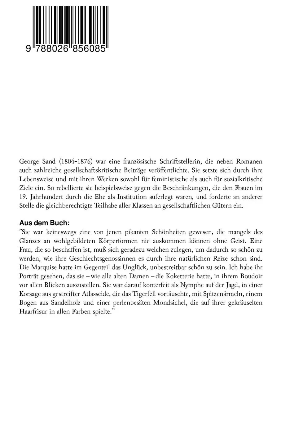 Rückseite: 9788026856085 | Die Marquise | George Sand | Taschenbuch | Kartoniert / Broschiert