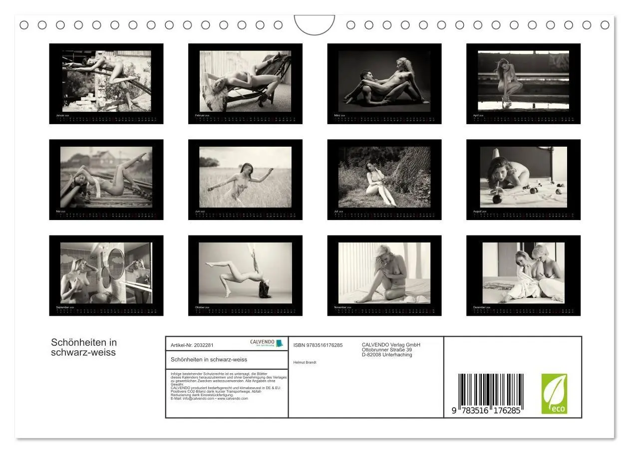 Bild: 9783516176285 | Schönheiten in schwarz-weiss (Wandkalender 2026 DIN A4 quer),...