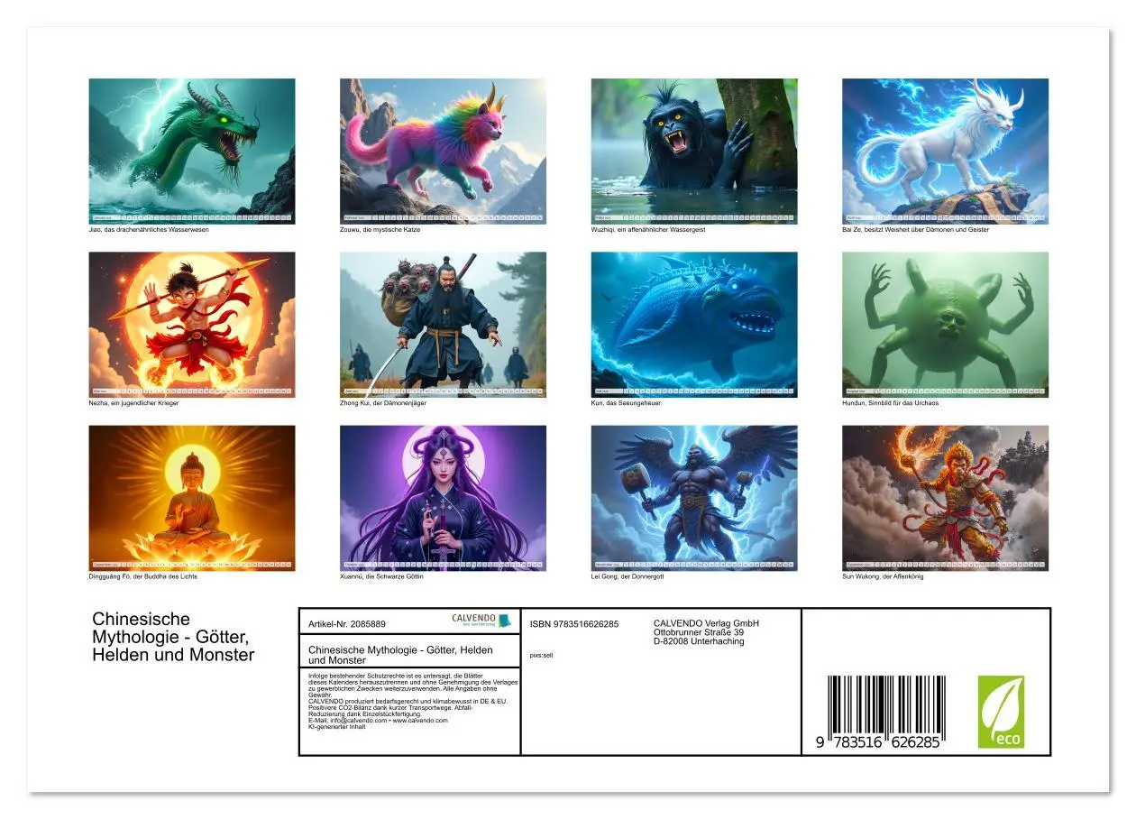 Bild: 9783516626285 | Chinesische Mythologie - Götter, Helden und Monster (Wandkalender...
