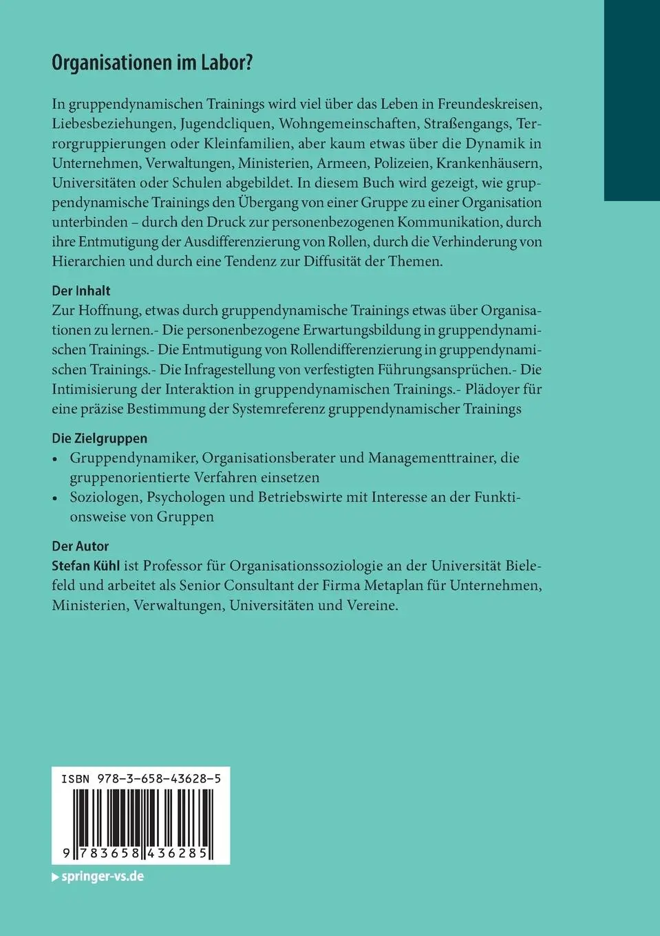 Rückseite: 9783658436285 | Organisationen im Labor? | Stefan Kühl | Taschenbuch | vii | Deutsch