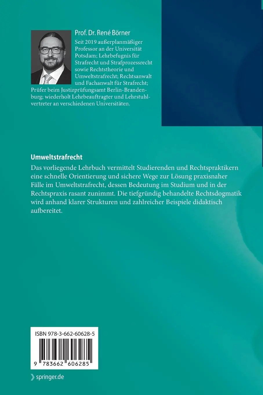 Rückseite: 9783662606285 | Umweltstrafrecht | René Börner | Taschenbuch | xiii | Deutsch | 2020