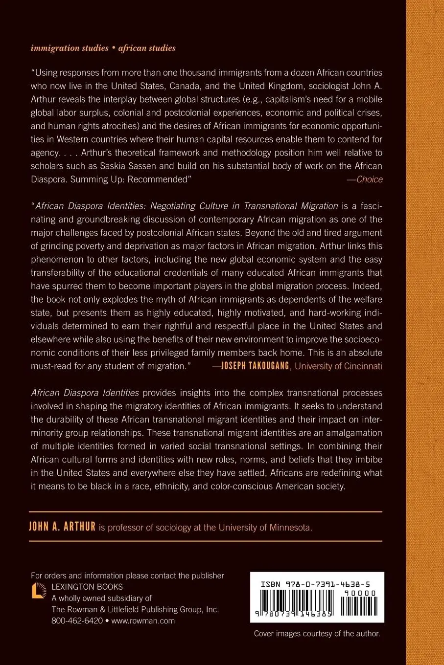 Rückseite: 9780739146385 | African Diaspora Identities | John A. Arthur | Taschenbuch | Englisch
