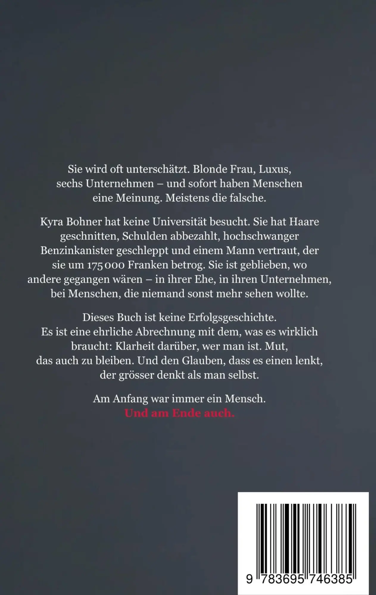 Rückseite: 9783695746385 | Am Anfang war der Mensch. Und am Ende auch. | Die Kyra-Bohner-Story