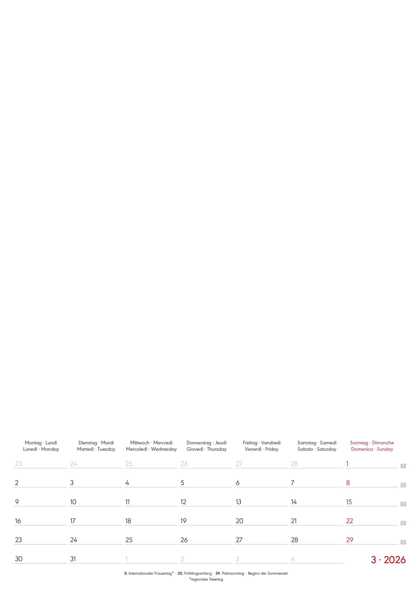 Bild: 4069095006485 | Kreativ-Kalender A4 Notiz 2026 mit Platz für Notizen - weiß - 21 x...