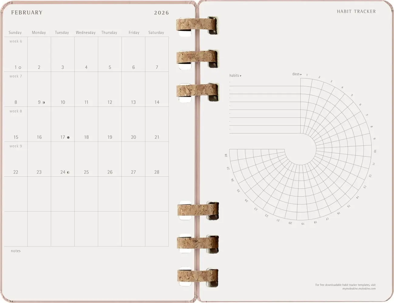 Bild: 8056999276485 | Moleskine 12 Monate Planer mit Spiralbindung 2026, L/A5, Fester...