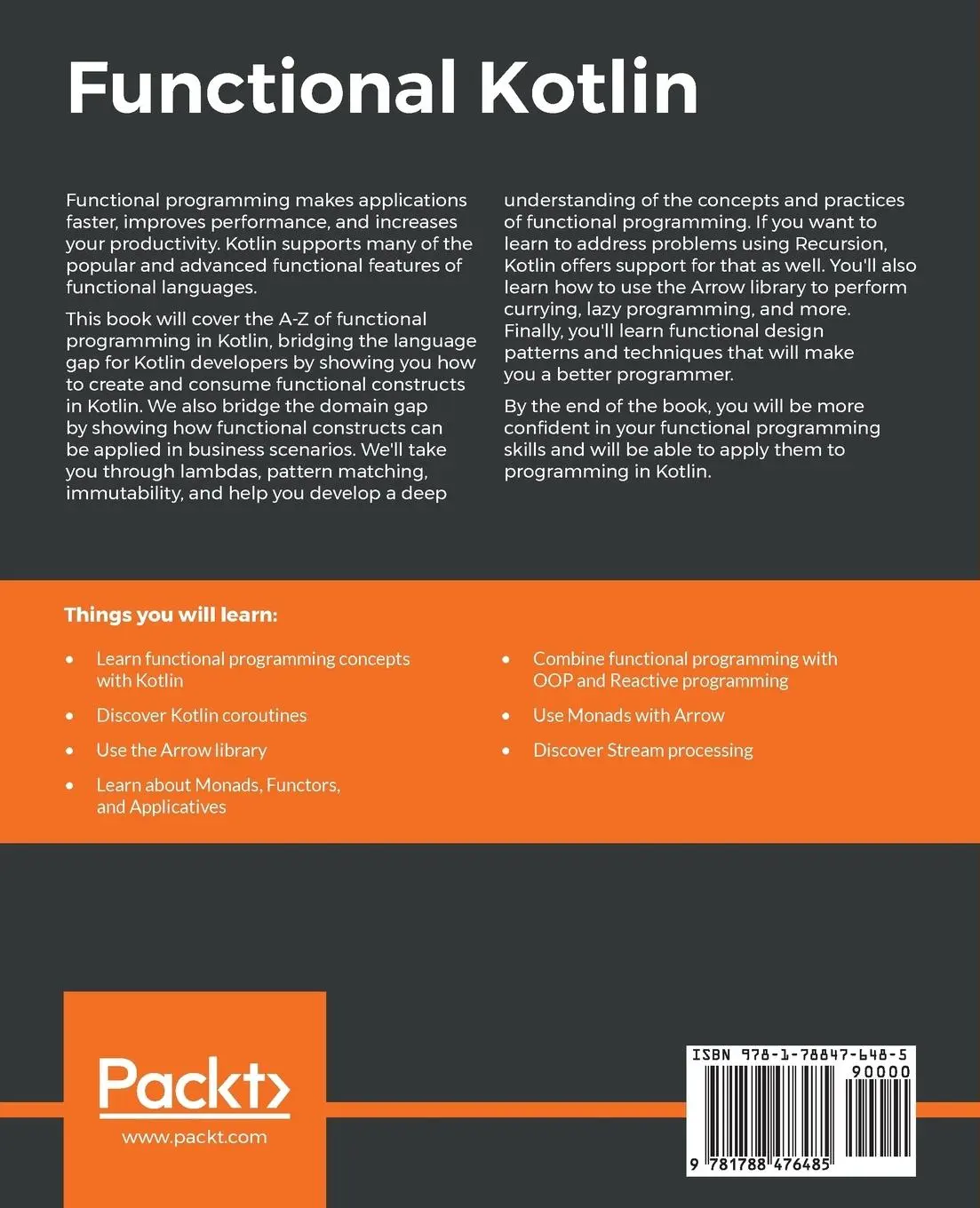 Rückseite: 9781788476485 | Functional Kotlin | Mario Arias (u. a.) | Taschenbuch | Englisch