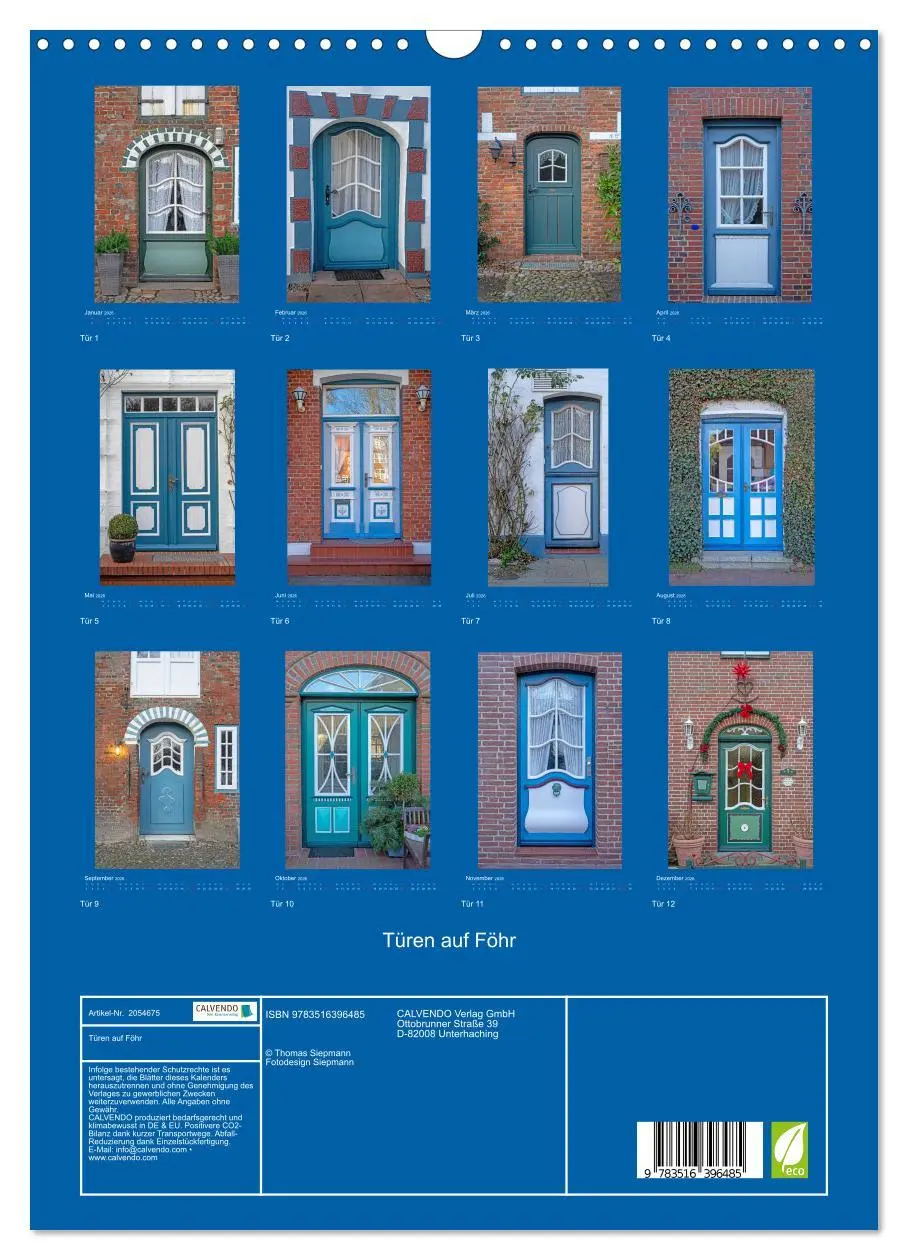 Bild: 9783516396485 | Türen auf Föhr (Wandkalender 2026 DIN A3 hoch), CALVENDO...