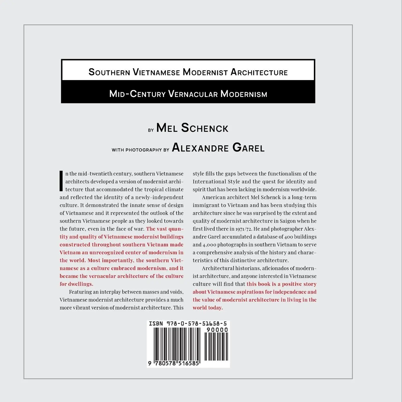 Rückseite: 9780578516585 | Southern Vietnamese Modernist Architecture | Mel Schenck | Taschenbuch